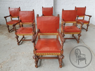 Антикварные кресла (6 шт.) с ручками в виде голов львов код. BE107030