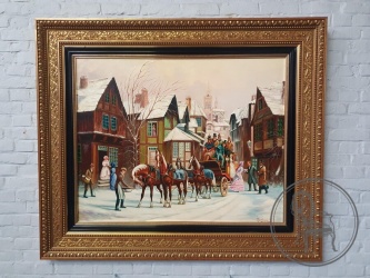 Старинная картина с городским сюжетом код. BE4124386