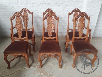 Антикварный набор стульев (6 шт.) с резными спинками код. BE4165860