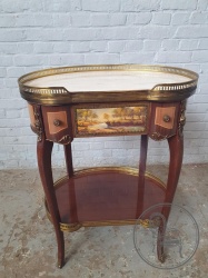 Старинный сервировочный столик с мраморной столешницей и росписью код. BE4096980