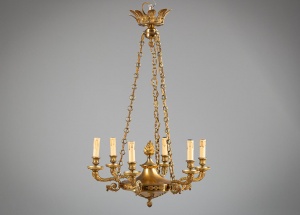 картинка Антикварная бронзовая люстра в стиле Ампир салоне старинных вещей "Шебби" являющийся официальным дистрибьютором в России и Беларуси