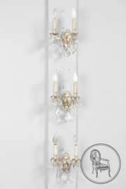 Старинные настенные бра (3 шт.) из посеребренной бронзы с хрусталем код. BE6294