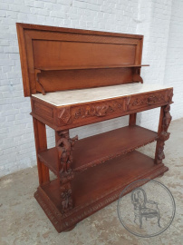 Антикварный комод в охотничьем стиле с барельефной резьбой и мраморной столешницей код. BE3259501