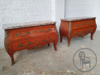 Старинные комоды (2 шт.) из ореха с мрамором и бронзой код. BE3259511