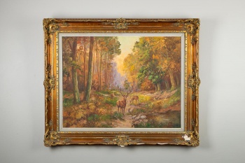 Антикварная картина с изображением оленя код. RM4165043