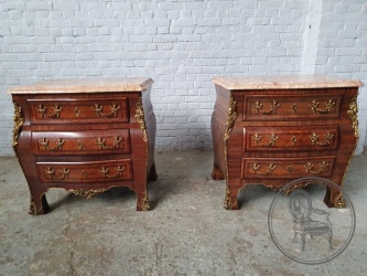 Антикварные комоды (пара) из палисандра с мраморной столешницей и бронзовыми барельефами код. BE4096819