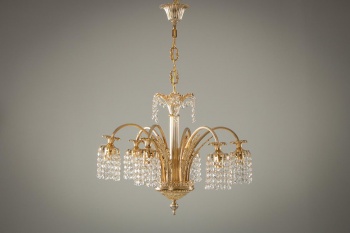 Старинная хрустальная люстра с латунными рожками код.&nbsp;RM4125628