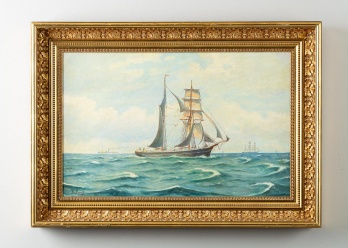 Старинная картина парусник код. RM4165077