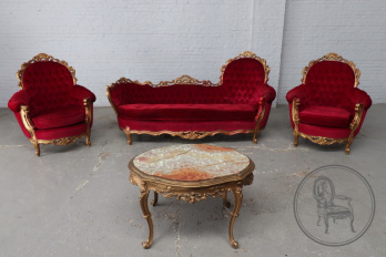 Старинный комплект мягкой мебели со столиком из оникса код. BE107310