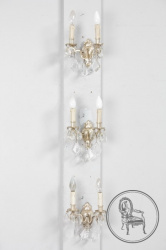 Старинные настенные бра (3 шт.) из посеребренной бронзы с хрусталем код. BE6294