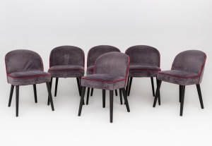 картинка Старинные стулья (6 шт.) в бархатной обивке цвета баклажана салоне старинных вещей "Шебби" являющийся официальным дистрибьютором в России и Беларуси