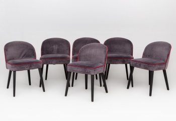 Старинные стулья (6 шт.) в бархатной обивке цвета баклажана код.&nbsp;RM4100501