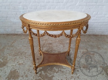 Антикварный столик из ореха и мрамора код. BE4097139