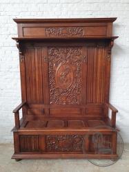 Антикварная резная дубовая скамья для прихожей код. BE4139760