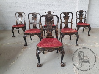 Набор антикварных стульев с резными расписными спинками код. BE4097454