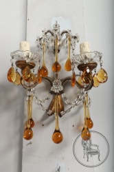 Антикварное бра с подвесками из янтарного стекла код. BE4097401