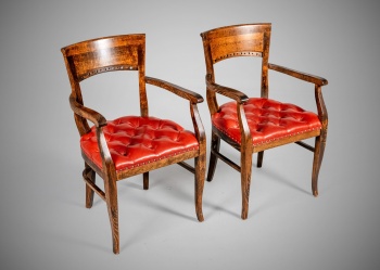 Старинный комплект кресел (2 шт.) с кожаной обивкой код.&nbsp;RM4166154