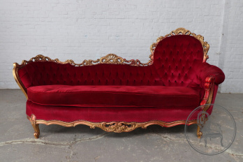 Старинное ореховое рекамье в стиле рококо с флористической резьбой код. BE4096736