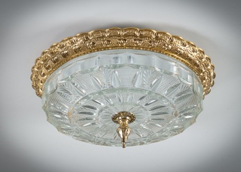 Старинный потолочный светильник из латуни и стекла код. RM4165217