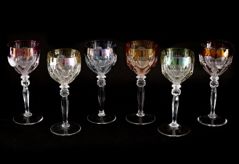 Винтажный набор цветных стеклянных бокалов (6 шт.) код. RM4101430