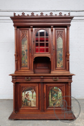 Антикварный ореховый буфет с расписными филенками код. BE107008