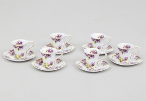 картинка Старинный набор из 6 фарфоровых кофейных пар салоне старинных вещей "Шебби" являющийся официальным дистрибьютором в России и Беларуси