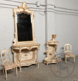 Антикварный комплект для гостиной из ореха в стиле ампир код. BE107717