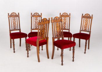 Антикварные дубовые стулья с резной спинкой (5 шт) код. ID42070