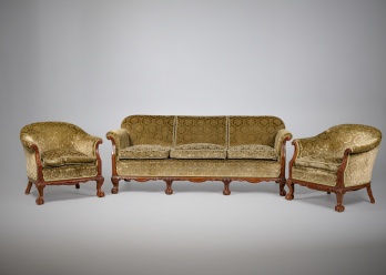 Антикварный комплект: диван и креста (2 шт.) в велюровой обивке код. RM4166692
