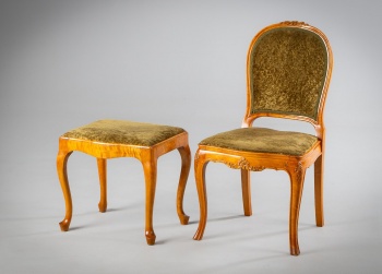 Старинный комплект из бука, стул и пуфик код.&nbsp;RM4162323