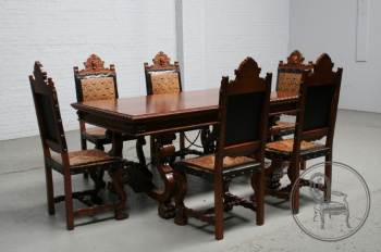 Старинный стол и стулья (6 шт.) код. BE5855