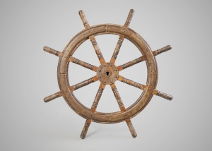 Антикварный шестиспицевый корабельный штурвал из тика код.&nbsp;RM4166059