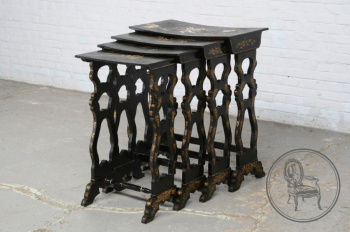Антикварный набор столиков (4 шт.) с инкрустацией в китайском стиле код. BE3259313