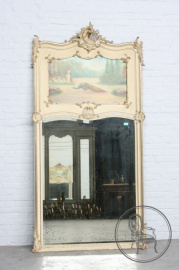 Антикварное ореховое зеркало в стиле рококо с росписью код. BE107397