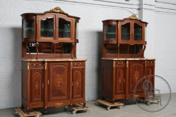 Антикварные буфеты из красного дерева (2 шт.) с маркетри и бронзовыми накладками код. BE4134955