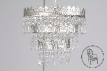 Старинная латунная трехъярусная люстра со стеклянными подвесками код. BE6688