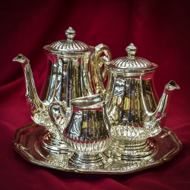 Старинный посеребрённый набор для кофе и чая (4 предмета) код. BOL1021/3