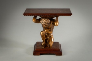 картинка Старинный столик с основанием в виде скульптуры атланта салоне старинных вещей "Шебби" являющийся официальным дистрибьютором в России и Беларуси