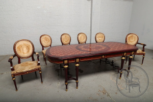 картинка Старинный комплект для столовой в стиле ампир из красного дерева с бронзовыми элементами салоне старинных вещей "Шебби" являющийся официальным дистрибьютором в России и Беларуси