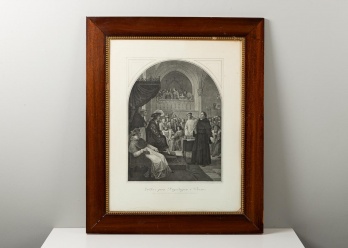 Антикварная гравюра, посвященная участию Маттина Лютера в Рейхстаге в Вормсе код. RM4120550