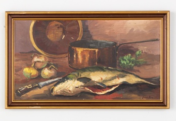 Антикварная картина с рыбой код. RM4164884