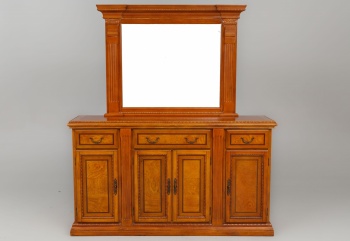 Старинный комод с зеркалом из бука со шпоном красного дерева код. RM4101484