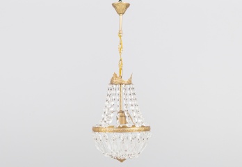 Старинная люстра с хрустальными подвесками и латунным каркасом код. RM4100890