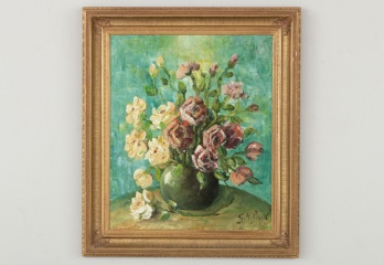 Старинная картина букет в вазе код. RM4164836