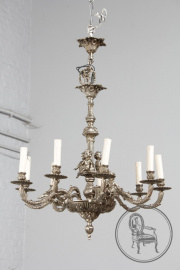 Старинная люстра из посеребренной бронзы с ангелочками код. BE3259367