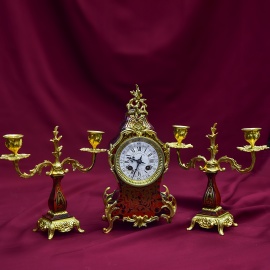 Антикварные каминные часы с канделябрами в стиле Буль код. VS42456