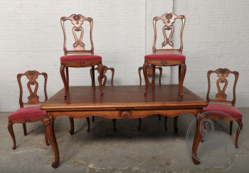 Антикварный комплект для столовой из дуба с раздвижным столом код. BE107254