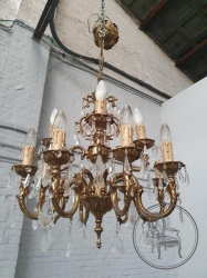 Старинная бронзовая люстра с подвесками код. BE4120555