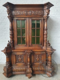 Антикварная резная дубовая витрина код. BE4139043