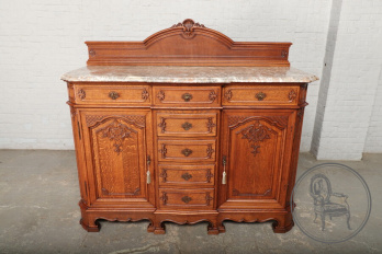 Антикварный комод из дуба в стиле рококо с мраморной поверхностью код. BE3259409
